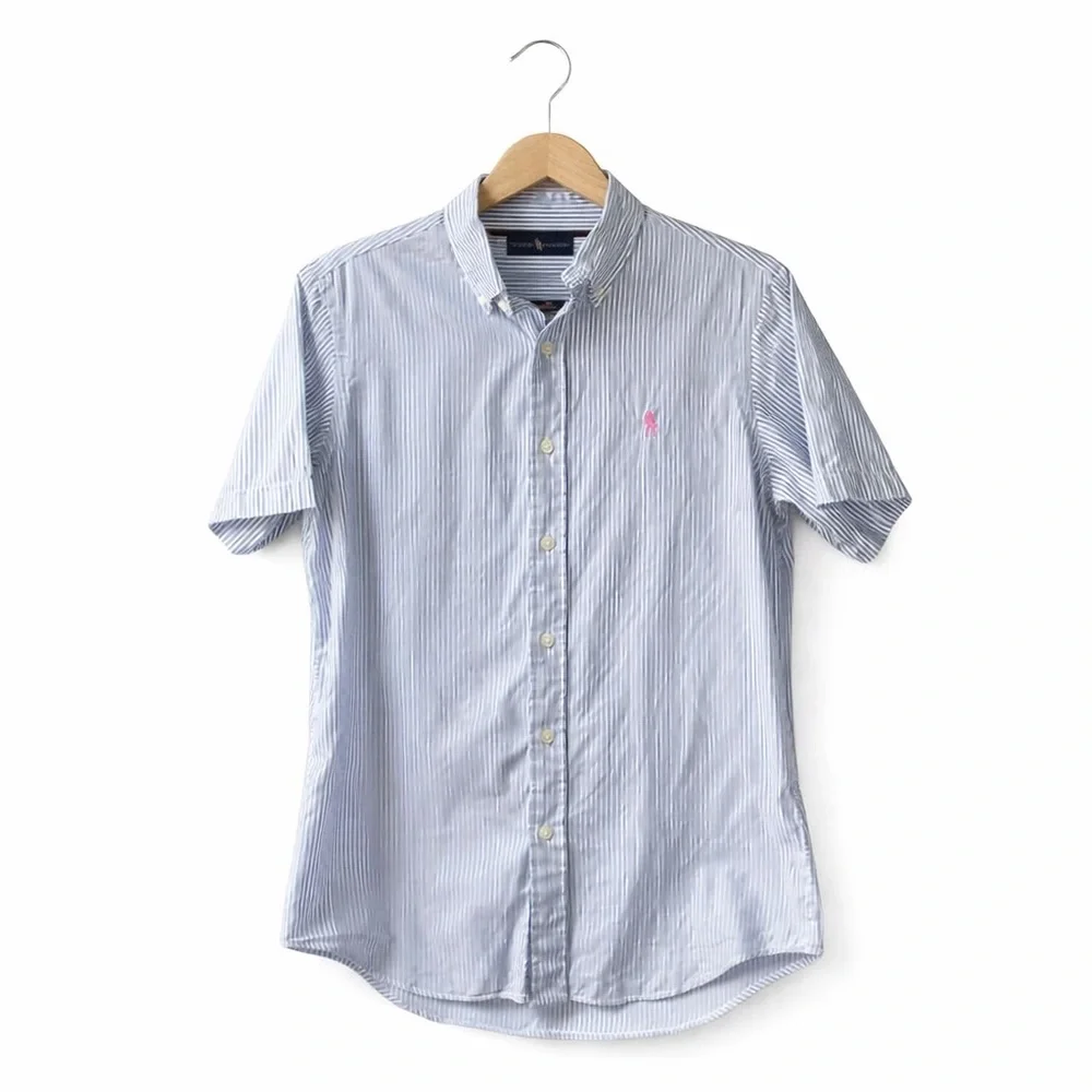 Polo Ralph Lauren Blue Striped Button Up Shirt. Small Great Condition Preppy